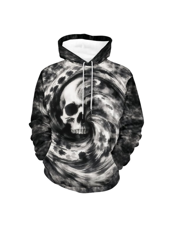 Hoodies Men Skull 3D Graphic Print Sweatshirts Pullover Tops with Pocket, S-4XL