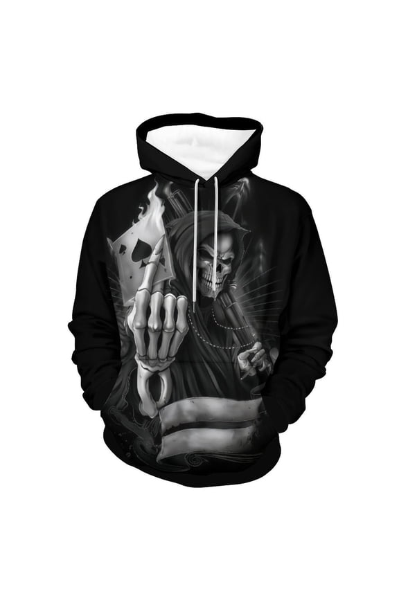 Hoodies Men Skull 3D Graphic Print Sweatshirts Pullover Tops with Pocket, S-4XL