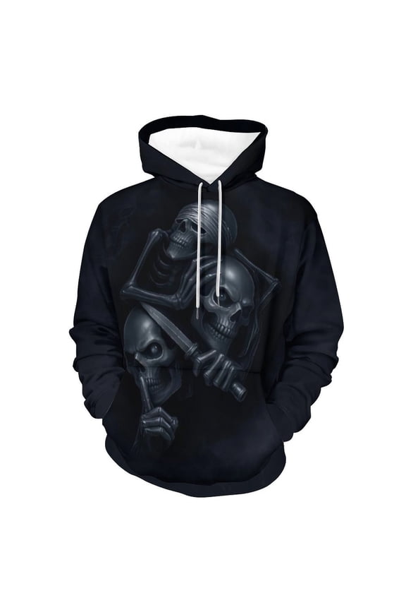 Hoodies Men Skull 3D Graphic Print Sweatshirts Pullover Tops with Pocket, S-4XL