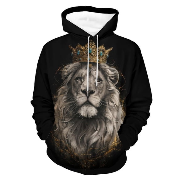 LAOLIUSN Lion Hoodie Animal 3D Pattern Sweatshirt Hooded Pullover with Pocket S-4XL