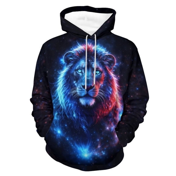 LAOLIUSN Lion Hoodie Animal 3D Pattern Sweatshirt Hooded Pullover with Pocket S-4XL