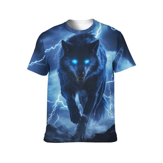 LAOLIUSN Men'S Wolf Graphic T-Shirt Novelty Animal Print Short Sleeve Top, S-4XL