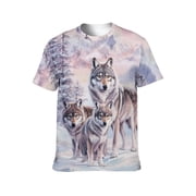 LAOLIUSN MenS Wolf Graphic T-Shirt Novelty Animal Print Short Sleeve Top, S-4XL
