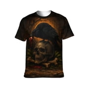 Glow in the Dark Skeleton T Shirt Men Simple Halloween Gift Ideas Women Halloween Costume Unique for Him Skeleton Print T Shirt, Black, L