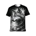 thumbnail image 1 of LAOLIUSN Men's 3D Wolf Graphic T-Shirt, All Over Print Animal Tee, Mystical Galaxy Wolf Short Sleeve Crew Neck Shirt, L, 1 of 7