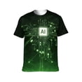 thumbnail image 1 of LAOLIUSN Men's AI Artificial Intelligence Graphic T-Shirt, Futuristic Techwear All Over Print Tee, 2XL, 1 of 7