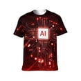 thumbnail image 1 of LAOLIUSN Men's AI Artificial Intelligence Graphic T-Shirt, Futuristic Techwear All Over Print Tee, M, 1 of 7