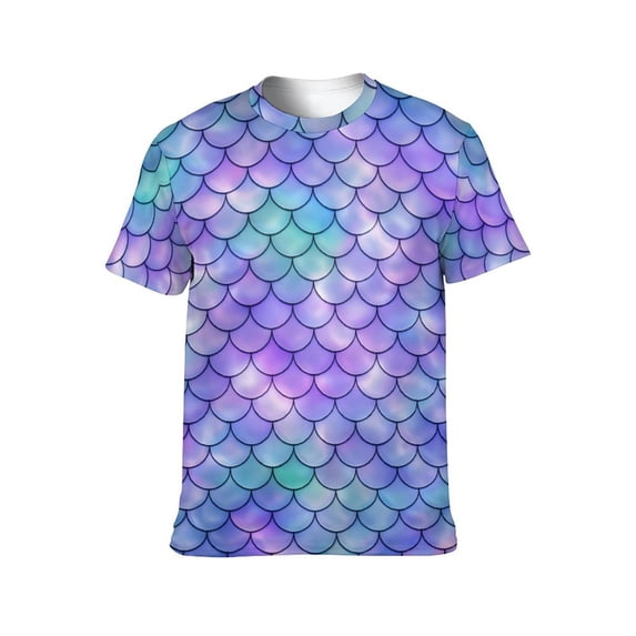 LAOLIUSN Men’s All Over Print Scale Pattern T-Shirt, Mermaid Dragon Scales Graphic Tee, Short Sleeve Crewneck,Sizes S-4XL