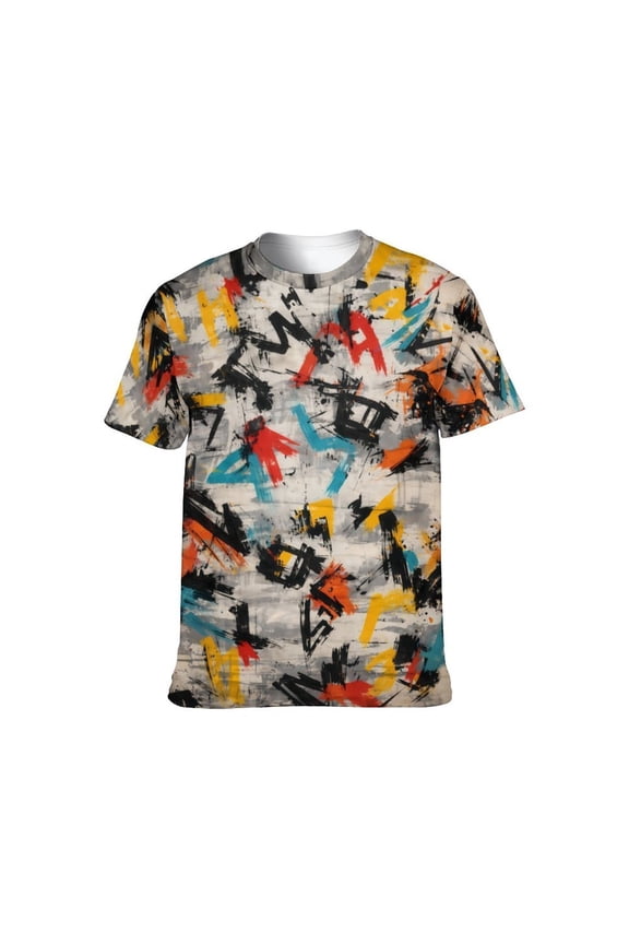 Men's Artist Street Letter Graffiti Markers T-Shirt Shirts 3D Printing Graffiti Graphic Shirt Tee Top,,L