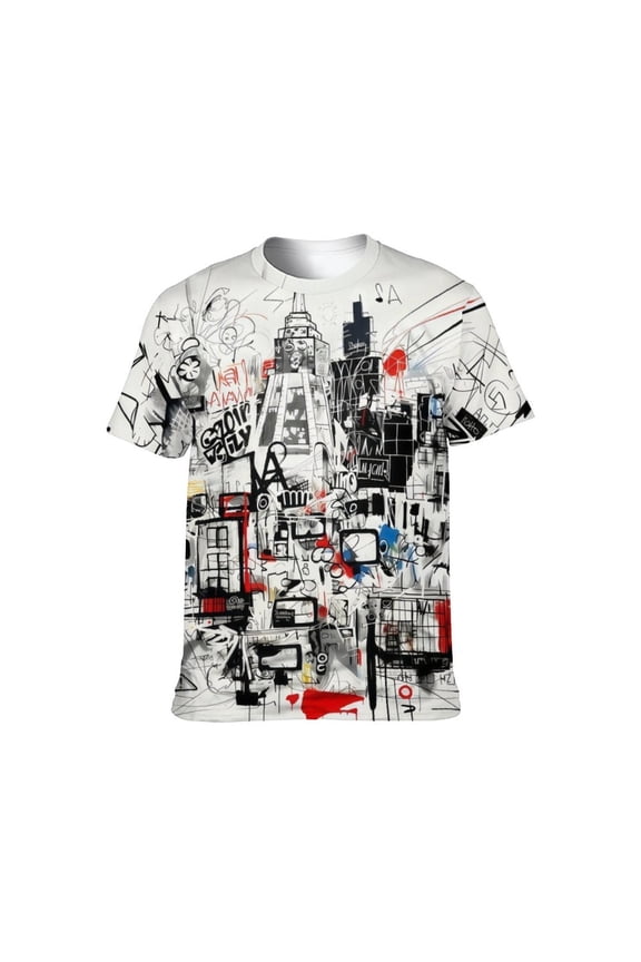 Men's Artist Street Letter Graffiti Markers T-Shirt Shirts 3D Printing Graffiti Graphic Shirt Tee Top,,S