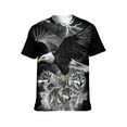 thumbnail image 1 of LAOLIUSN Men's Bald Eagle Wolf Graphic T-Shirt, Lightning 3D Print Short Sleeve Crewneck Tees, 1 of 7