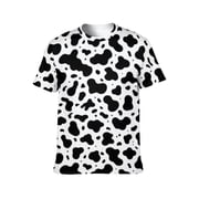 LAOLIUSN Mens Cow Print T Shirt, Black and White Animal Pattern Tee, All Over Print Crew Neck Short Sleeve Casual Fashion Shirt,4XL