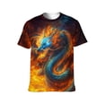 thumbnail image 1 of LAOLIUSN Men's Fire Dragon Graphic T Shirt, All Over Print Blue Dragon Crew Neck Short Sleeve Tee, Fantasy Dragon Shirt，S-4XL, 1 of 7