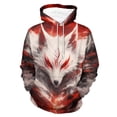 thumbnail image 1 of LAOLIUSN Men’s Fox Hoodie All Over Print 3D White Wolf Face Graphic Pullover Sweatshirt,S-4XL, 1 of 7