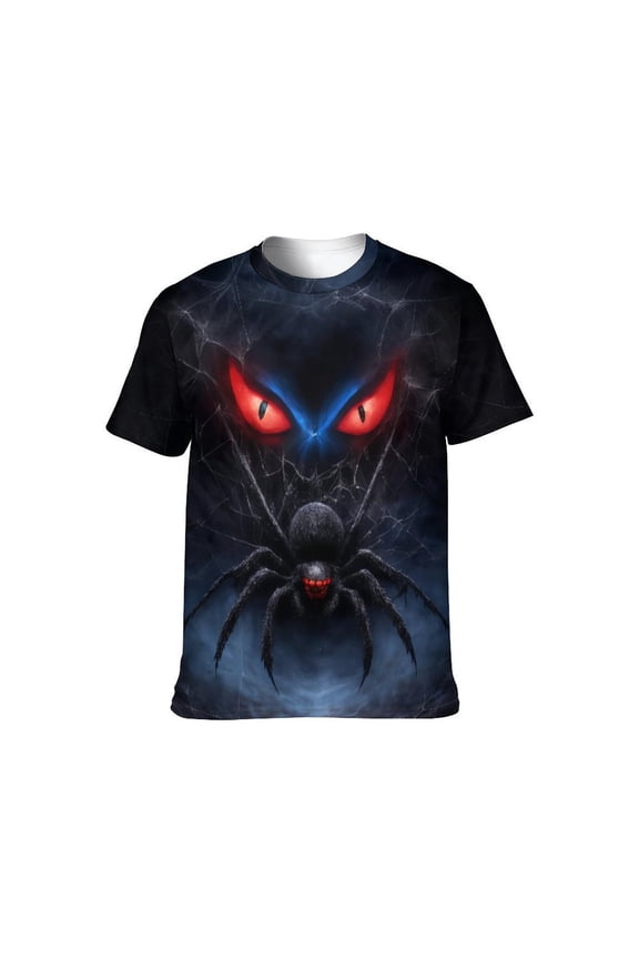 Men’s Graphic T-Shirt Spider Web Print, All Over Spider Pattern Tee, Short Sleeve Crewneck,Sizes S-4XL