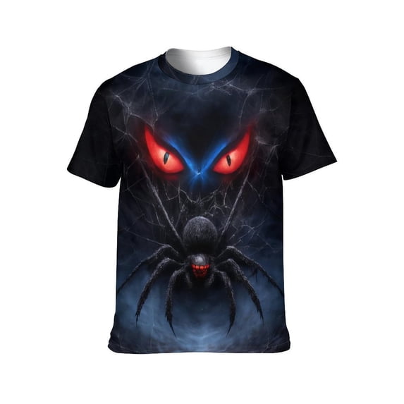 LAOLIUSN Men’s Graphic T-Shirt Spider Web Print, All Over Spider Pattern Tee, Short Sleeve Crewneck,Sizes S-4XL