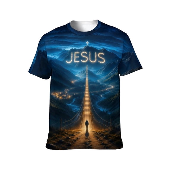LAOLIUSN Men's Jesus Shirt, Christian T Shirt Graphic Tee, Faith Religious Spiritual Apparel, All Over Print Gospel Shirt, S-4XL