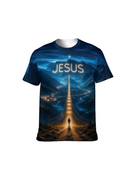 Men's Jesus Shirt, Christian T Shirt Graphic Tee, Faith Religious Spiritual Apparel, All Over Print Gospel Shirt, S-4XL