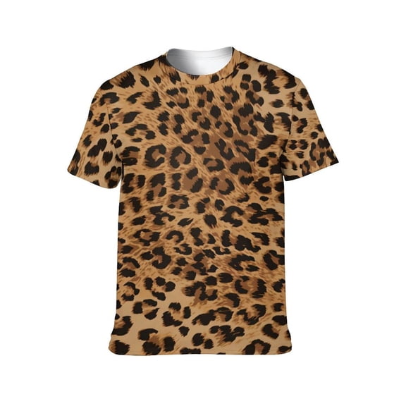 LAOLIUSN Men's Leopard Print Casual Short Sleeve T-Shirt, S-4XL