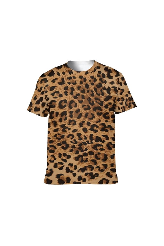 Men's Leopard Print Casual Short Sleeve T-Shirt, S-4XL