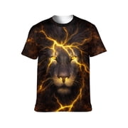 LAOLIUSN Men s Lion Graphic T-Shirt, Majestic Lion Face Animal Graphic Tee, 3D All Over Print Short Sleeve Crewneck, S-4XL