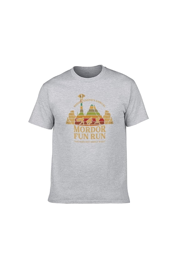 Men's Mordor Fun Run Parody Graphic Tee, Funny Fantasy 100% Cotton Crewneck Short Sleeve T-Shirt, S-4XL