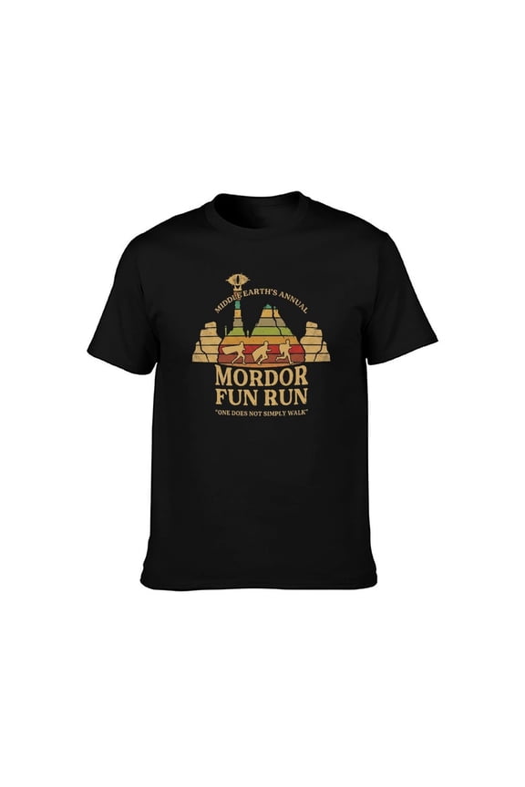 Men's Mordor Fun Run Parody Graphic Tee, Funny Fantasy 100% Cotton Crewneck Short Sleeve T-Shirt, S-4XL
