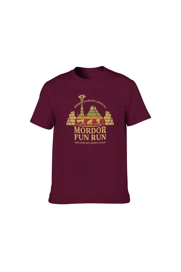 Men's Mordor Fun Run Parody Graphic Tee, Funny Fantasy 100% Cotton Crewneck Short Sleeve T-Shirt, S-4XL