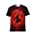 thumbnail image 1 of LAOLIUSN Men’s Ninja Samurai T-Shirt, Full Moon Anime Graphic Tee, 3D All Over Print Short Sleeve Crewneck, 88% Polyester 12% Spandex, S-4XL, 1 of 7