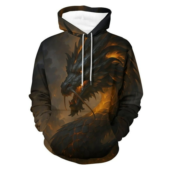 LAOLIUSN Men's Novel Dragon Hoodie 3D Print Graphic Hoodies Casual Cool Sweatshirt Pullover Size S–4XL