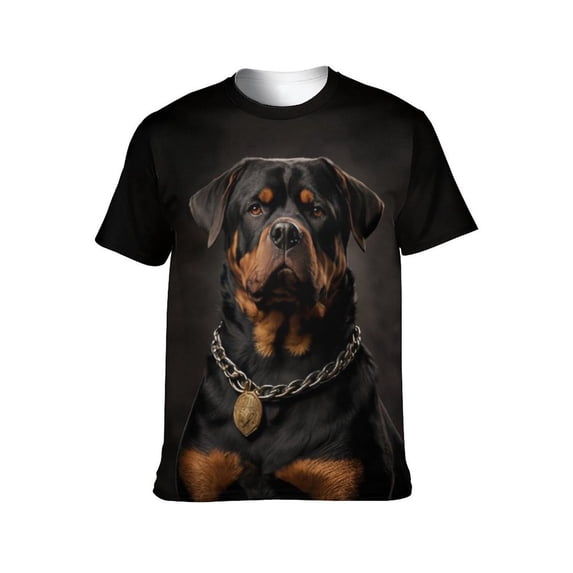 LAOLIUSN Men's Rottweiler 3D All Over Print T-Shirt, Realistic Dog Graphic Performance Tee, Stretch Breathable Quick Dry Short Sleeve Top, 3XL