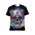 thumbnail image 1 of LAOLIUSN Men's Skull Graphic T Shirt, Colorful Paint Splatter Print Short Sleeve Crew Neck Tee, S-4XL, 1 of 7