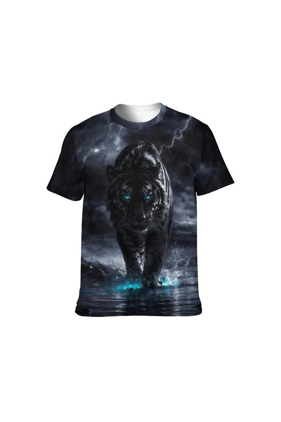 Men's Tiger Graphic T Shirt, Wildlife Animal Print Short Sleeve Crewneck Tee, 3D All Over Print Casual Shirt, S-4XL