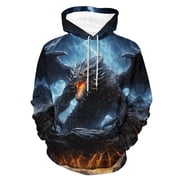 LAOLIUSN Mens Traditional Dragon Hoodie Funny Anime Graphic Sweatshirts Size S 4XL