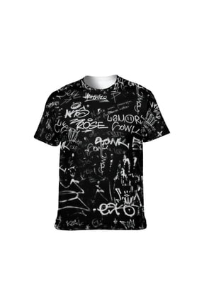 Men's Black White Graffiti T-Shirt, Abstract Streetwear Graphic Tee, Short Sleeve All Over Print Shirt, S-4XL