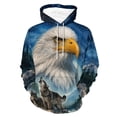 thumbnail image 1 of LAOLIUSN Men’s Wildlife All Over Print Hoodie, Bald Eagle Head & Wolf Pack Graphic, Nature Forest Mountain Design, 88% Polyester 12% Spandex,2XL, 1 of 7