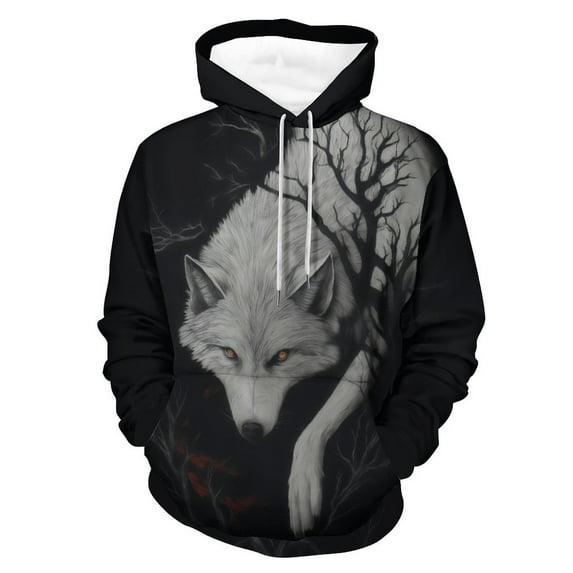LAOLIUSN Men’s Wolf Pack 3D Graphic Hoodie, All-Over Print Pullover Sweatshirt, Sizes S–4XL