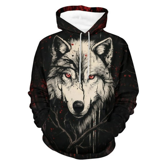 LAOLIUSN Men’s Wolf Pack 3D Graphic Hoodie, All-Over Print Pullover Sweatshirt, Sizes S–4XL