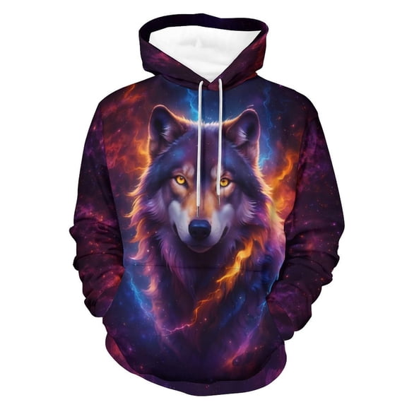 LAOLIUSN Men’s Wolf Pack 3D Graphic Hoodie, All-Over Print Pullover Sweatshirt, Sizes S–4XL