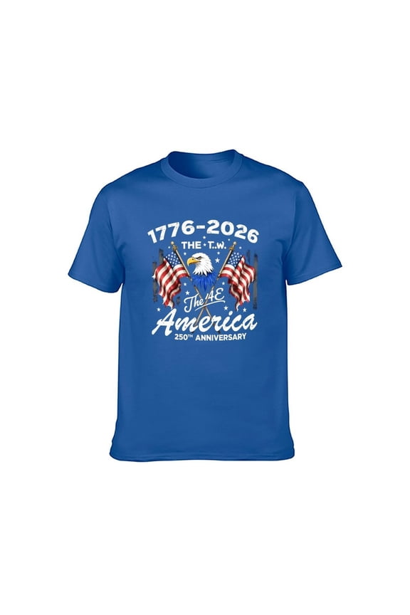 Men’s Women’s America 250th Anniversary T-Shirt 1776-2026 Patriotic Bald Eagle USA Flag Graphic Tee, 100% Cotton, S-4XL