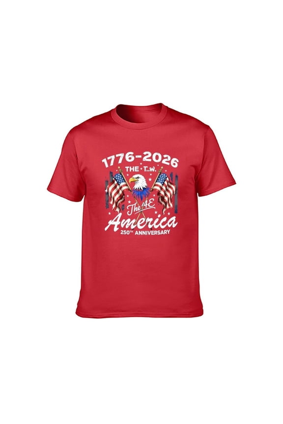 Men’s Women’s America 250th Anniversary T-Shirt 1776-2026 Patriotic Bald Eagle USA Flag Graphic Tee, 100% Cotton, S-4XL