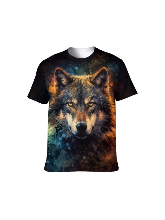 Mens 3D Graphic Tees All Over Print Wolf Shirt Novelty Streetwear Animal T-Shirt, S-4XL