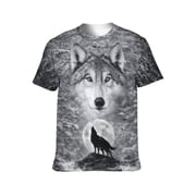 LAOLIUSN Mens 3D Graphic Tees All Over Print Wolf Shirt Novelty Streetwear Animal T-Shirt, S-4XL