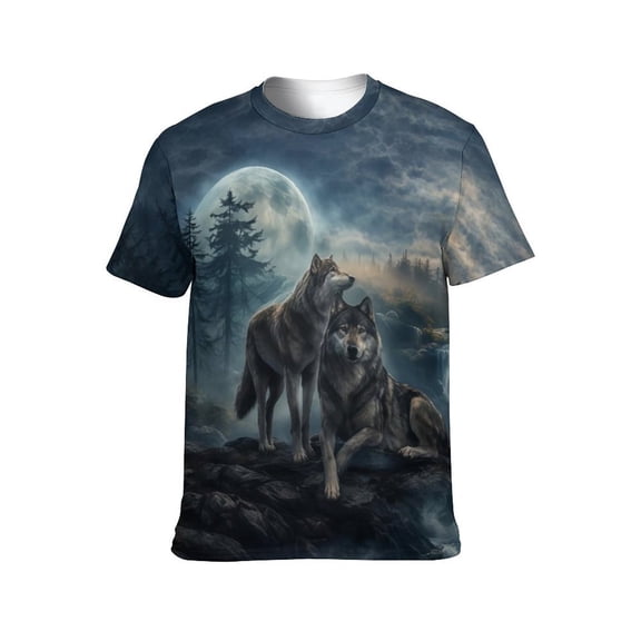 LAOLIUSN Mens 3D Graphic Tees All Over Print Wolf Shirt Novelty Streetwear Animal T-Shirt, S-4XL