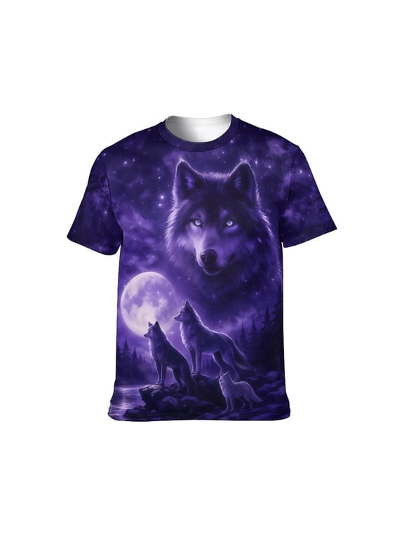 Mens 3D Graphic Tees All Over Print Wolf Shirt Novelty Streetwear Animal T-Shirt, S-4XL