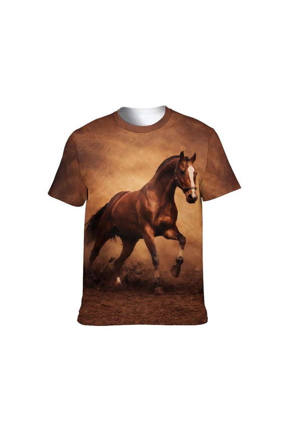 Mens Animal Graphic T-Shirt Funny Horse Short Sleeve Tee Tops S-4XL