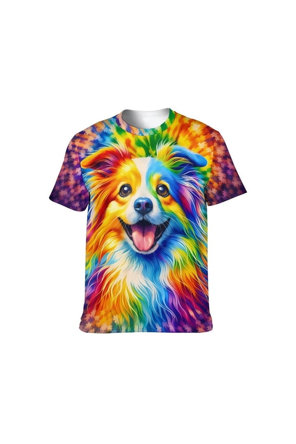 USA Tie Dye Graphic T-Shirt,Animal tie-dye patterns printed on short-sleeved tops., Crewneck Short Sleeve, 88% Polyester 12% Spandex, S-4XL