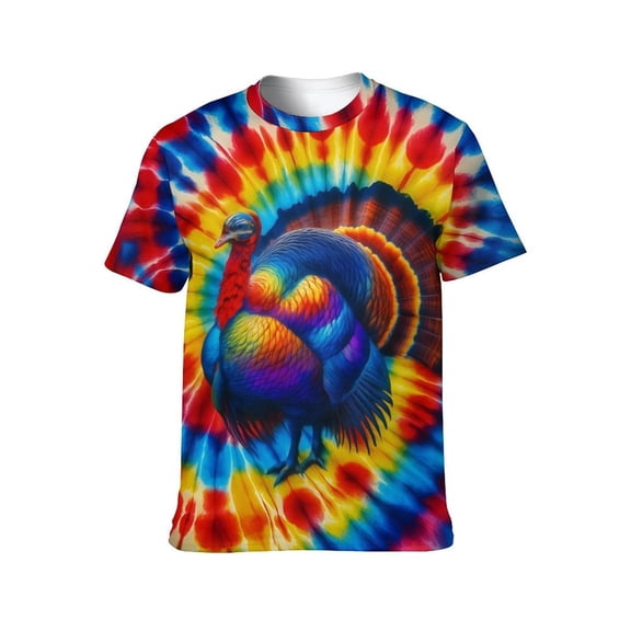LAOLIUSN USA Tie Dye Graphic T-Shirt,Animal tie-dye patterns printed on short-sleeved tops., Crewneck Short Sleeve, 88% Polyester 12% Spandex, S-4XL