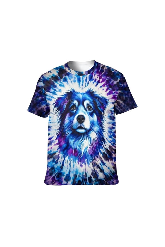 USA Tie Dye Graphic T-Shirt,Animal tie-dye patterns printed on short-sleeved tops., Crewneck Short Sleeve, 88% Polyester 12% Spandex, S-4XL