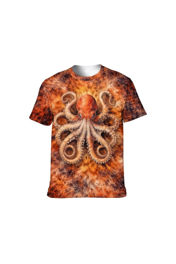 USA Tie Dye Graphic T-Shirt,Animal tie-dye patterns printed on short-sleeved tops., Crewneck Short Sleeve, 88% Polyester 12% Spandex, S-4XL